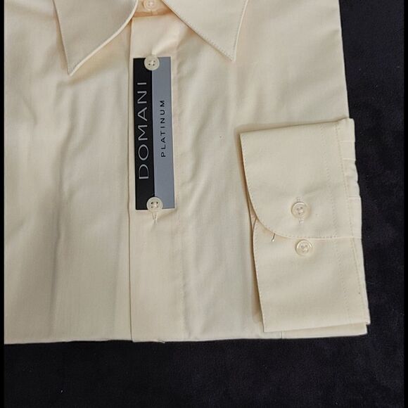 MEN'S DOMANI YELLOW DRESS SHIRT 18 X 34-35 - Picture 4 of 4